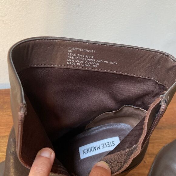 Steve Madden Elene Brown Leather Heeled Boots Classic Design - Picture 7 of 10